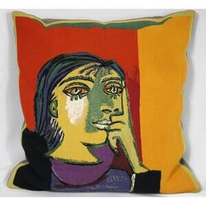 Pablo Picasso Portrait De Dora Maar Jules Pansu Tapestry Pillow 18x18